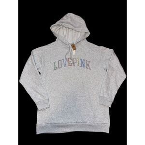 New‎ Victoria's Secret PINK Pride Bling Hoodie Heather Gray Campus Lounge SM